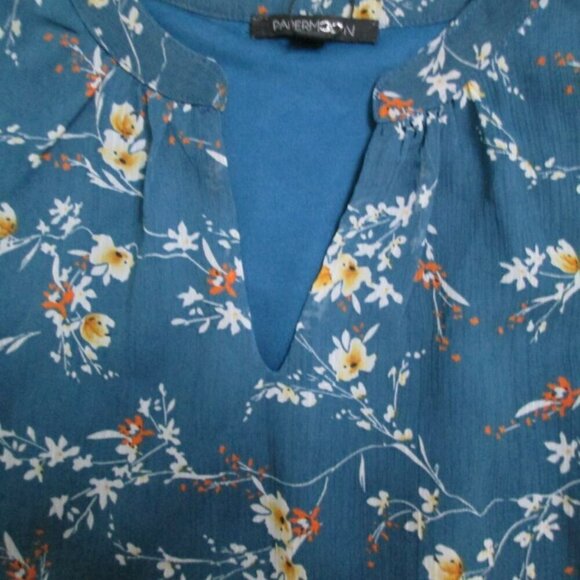 Papermoon Blouse Teal Floral Print Size XS Sleeveless V-Neck Top NWT - Picture 5 of 15